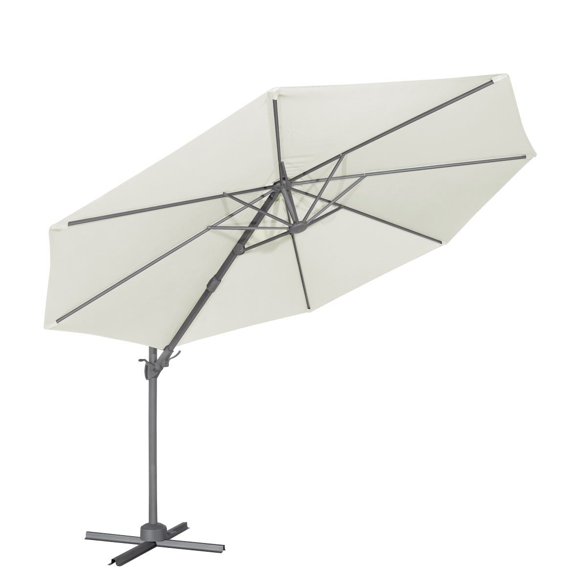 Dellonda Ø3m Garden/Patio Cantilever Parasol/Umbrella with Crank Handle, 360° Rotation, Tilt and Cover, Cream