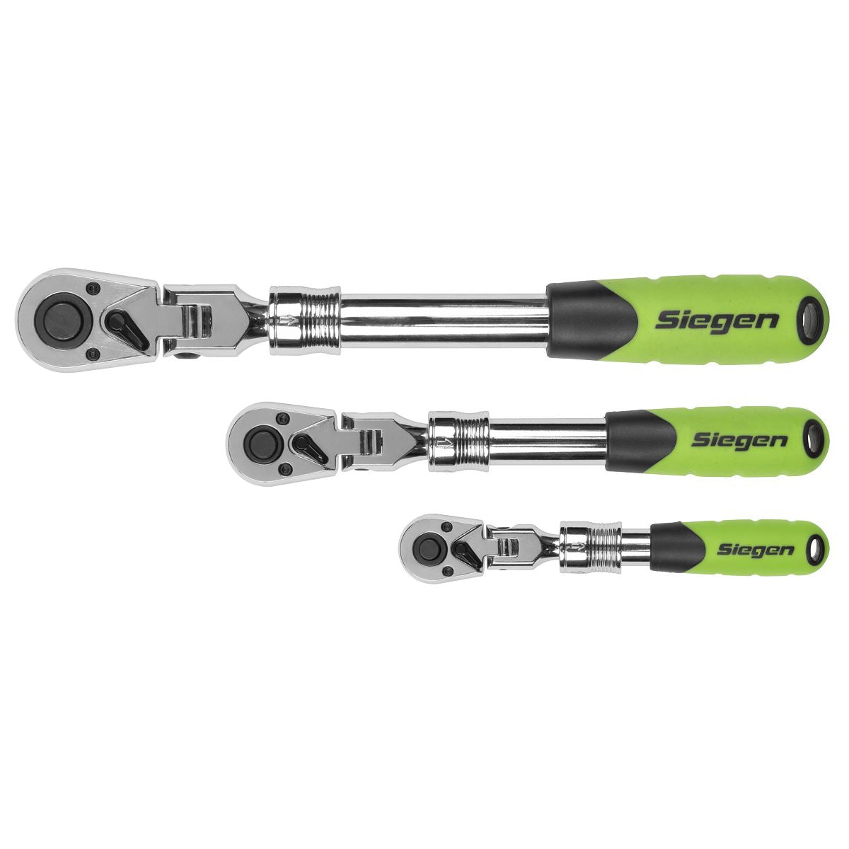 Siegen by Sealey Siegen Extendable Flexi-Head Ratchet Wrench Set 3pc  White Rose Tools