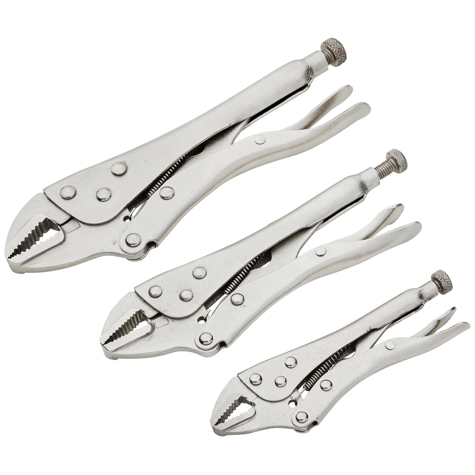 BlueSpot Straight Jaw Locking Pliers in Wallet 3 Piece Set 125mm 180mm 250mm 