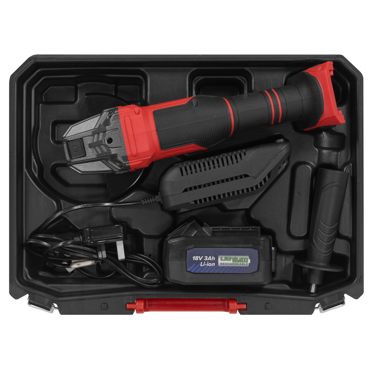 Sealey 18V 3Ah 115mm Cordless Angle Grinder - Red  White Rose Tools