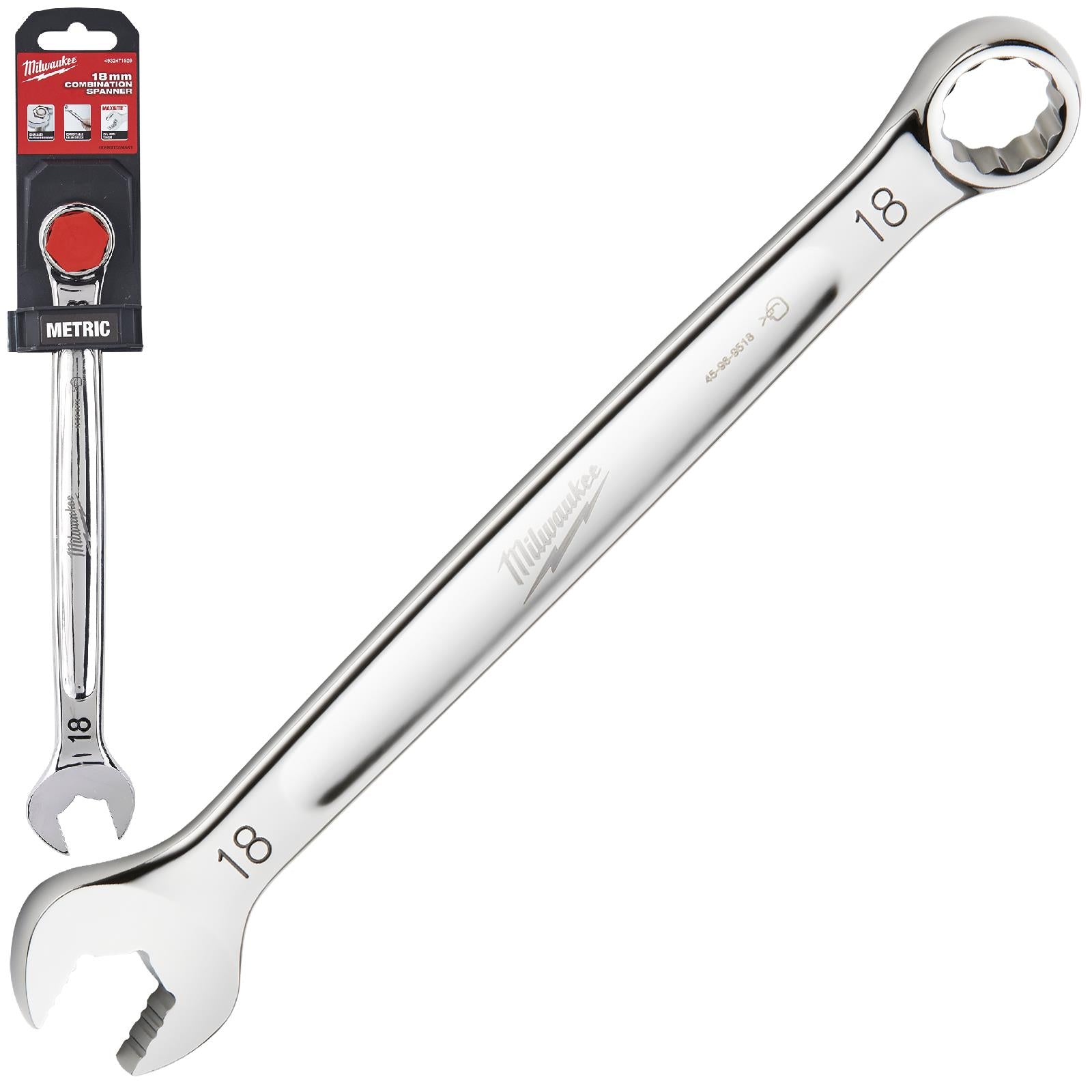 Milwaukee Combination Spanner MAX BITE Open End Ring Spanners - Choose Size