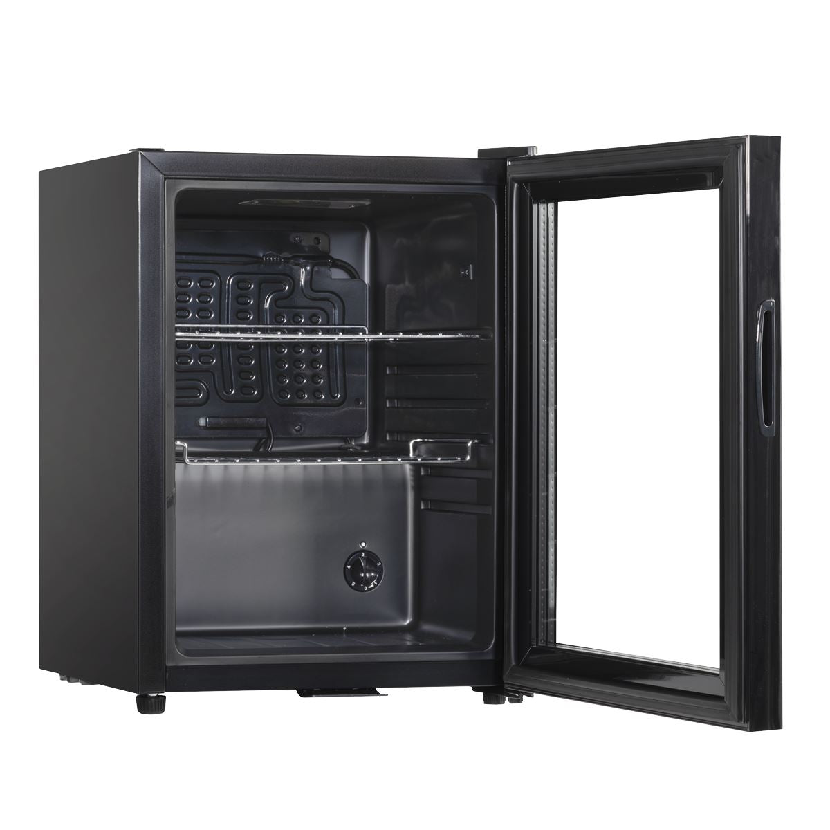 Baridi 40L Drinks Mini Fridge with LED Light, Black and Glass Door