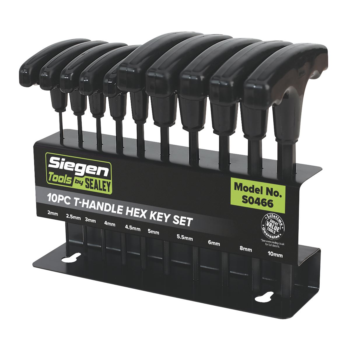 Siegen by Sealey Hex Key Set 10pc T-Handle - Metric