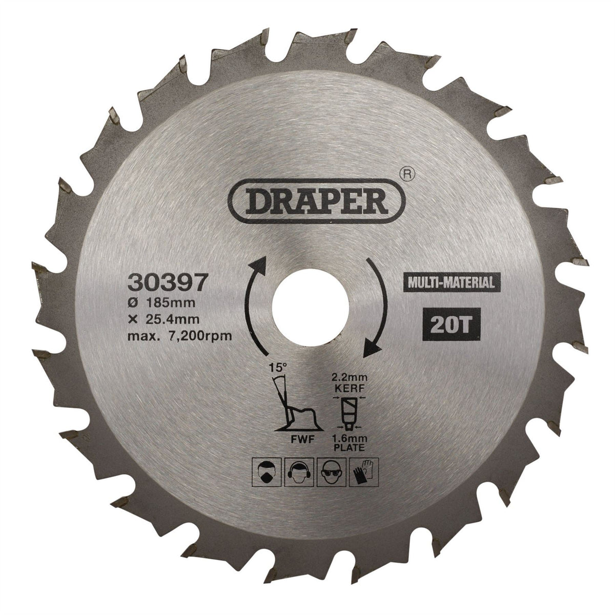 Draper TCT Multi-Purpose Circular Saw Blade 185 x 25.4mm 20T 30397  White Rose Tools