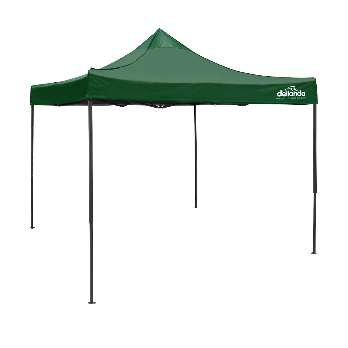 Dellonda Premium 3 x 3m Pop-Up Gazebo, PVC Coated, Water Resistant Fabric, Supplied with Carry Bag, Rope, Stakes & Weight Bags - Dark Green Canopy