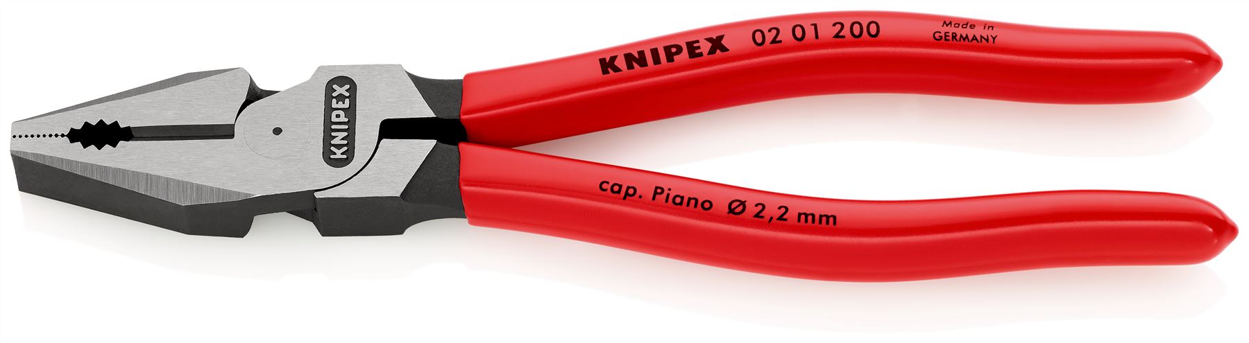 KNIPEX Combination Pliers High Leverage 200mm Plastic Coated 02 01 200