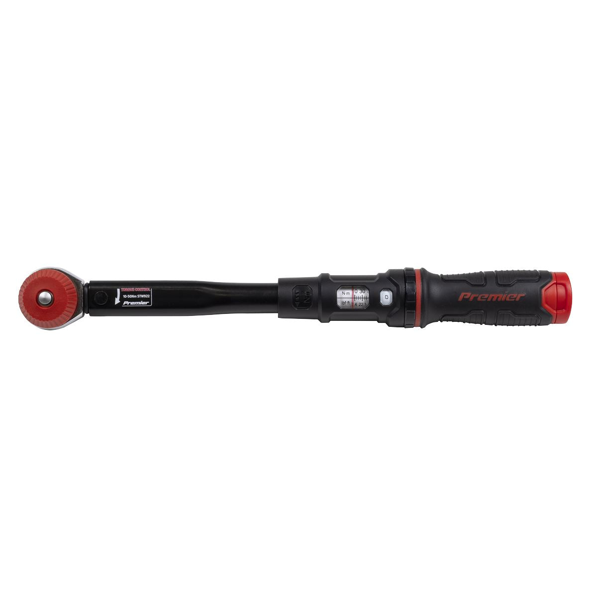 Sealey Premier Black Calibrated Micrometer Torque Wrench with 3/8"Sq Push-Through Drive 10-50Nm  White Rose Tools