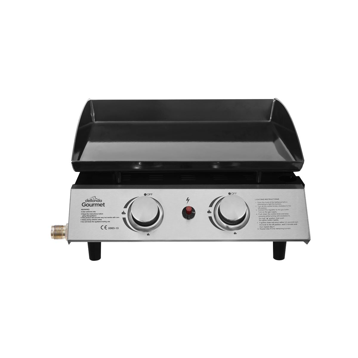 Dellonda 2 Burner Portable Gas Plancha 5kW BBQ Griddle, Stainless Steel
