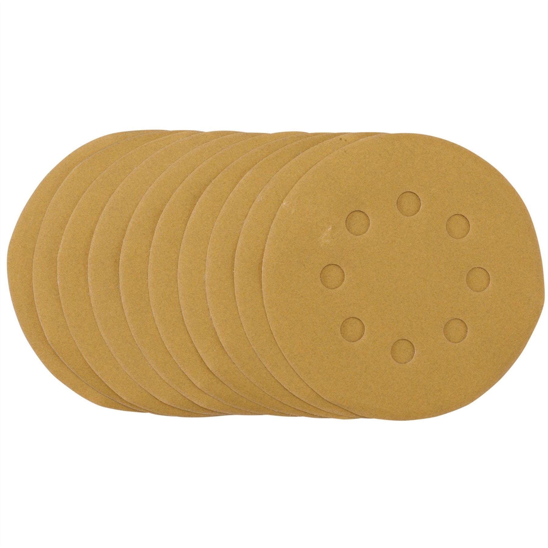 Draper Gold Sanding Discs with Hook & Loop 125mm 240 Grit 8 Dust Extra