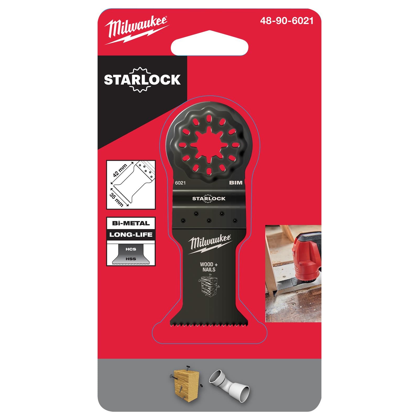 Milwaukee Multi Tool Wood with Nails Plunge Cut Blade 35mm Width x 42mm Length Bi Metal