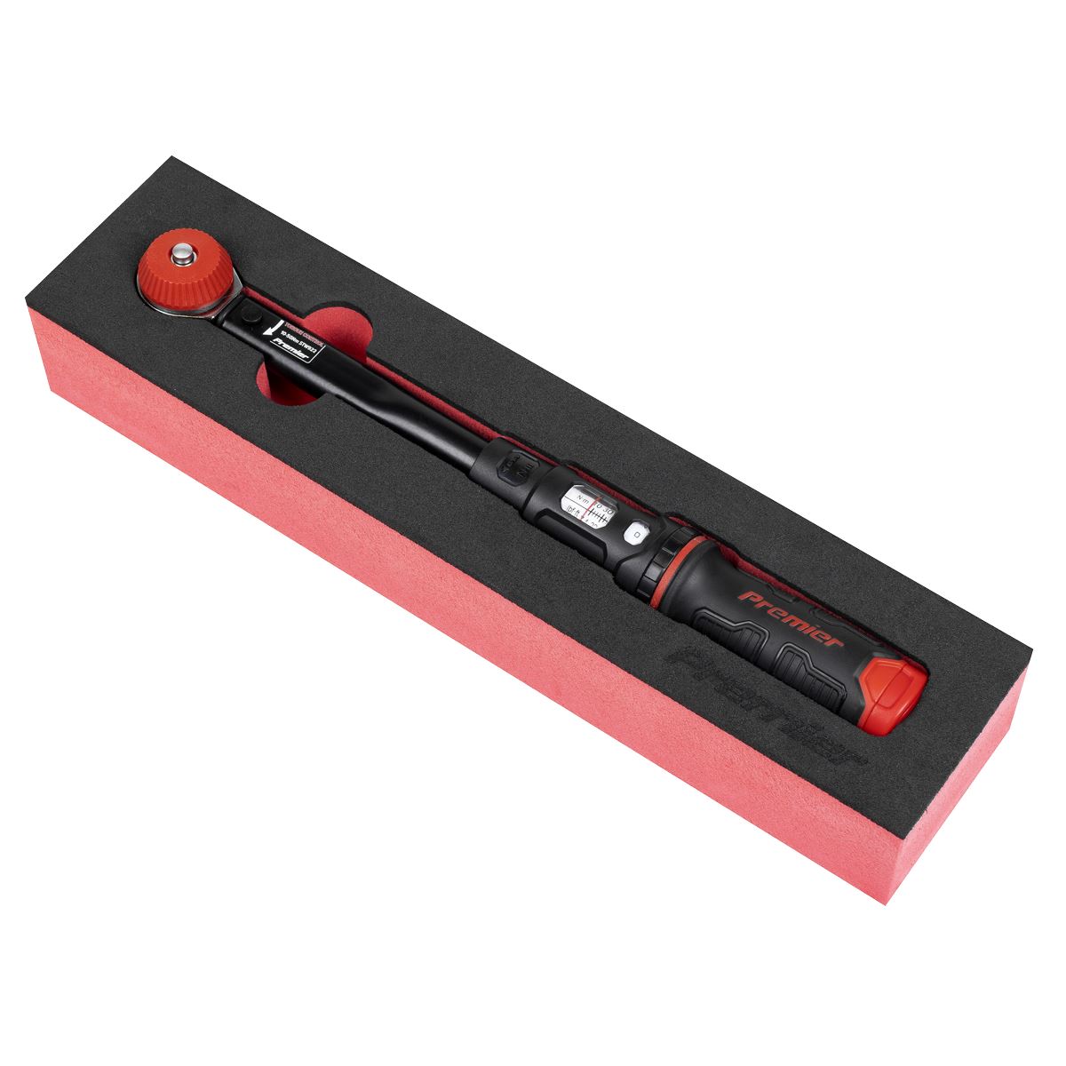 Sealey Premier Black Calibrated Micrometer Torque Wrench with 3/8"Sq Push-Through Drive 10-50Nm  White Rose Tools