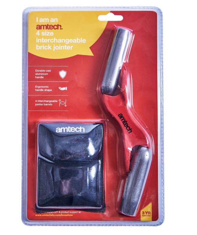 Amtech Brick Jointer Interchangeable Barrel 4 Size 1/2" 5/8" 3/4" 7/8" Pouch