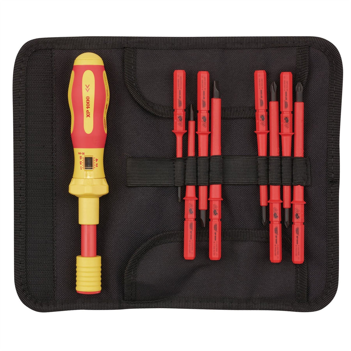 Draper XP1000 VDE Interchangeable Torque Screwdriver Set (9 Piece) 65372  White Rose Tools