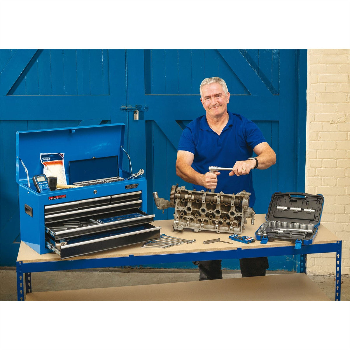 Draper Steel Workbench 1800 x 600 x 900mm 24913  White Rose Tools