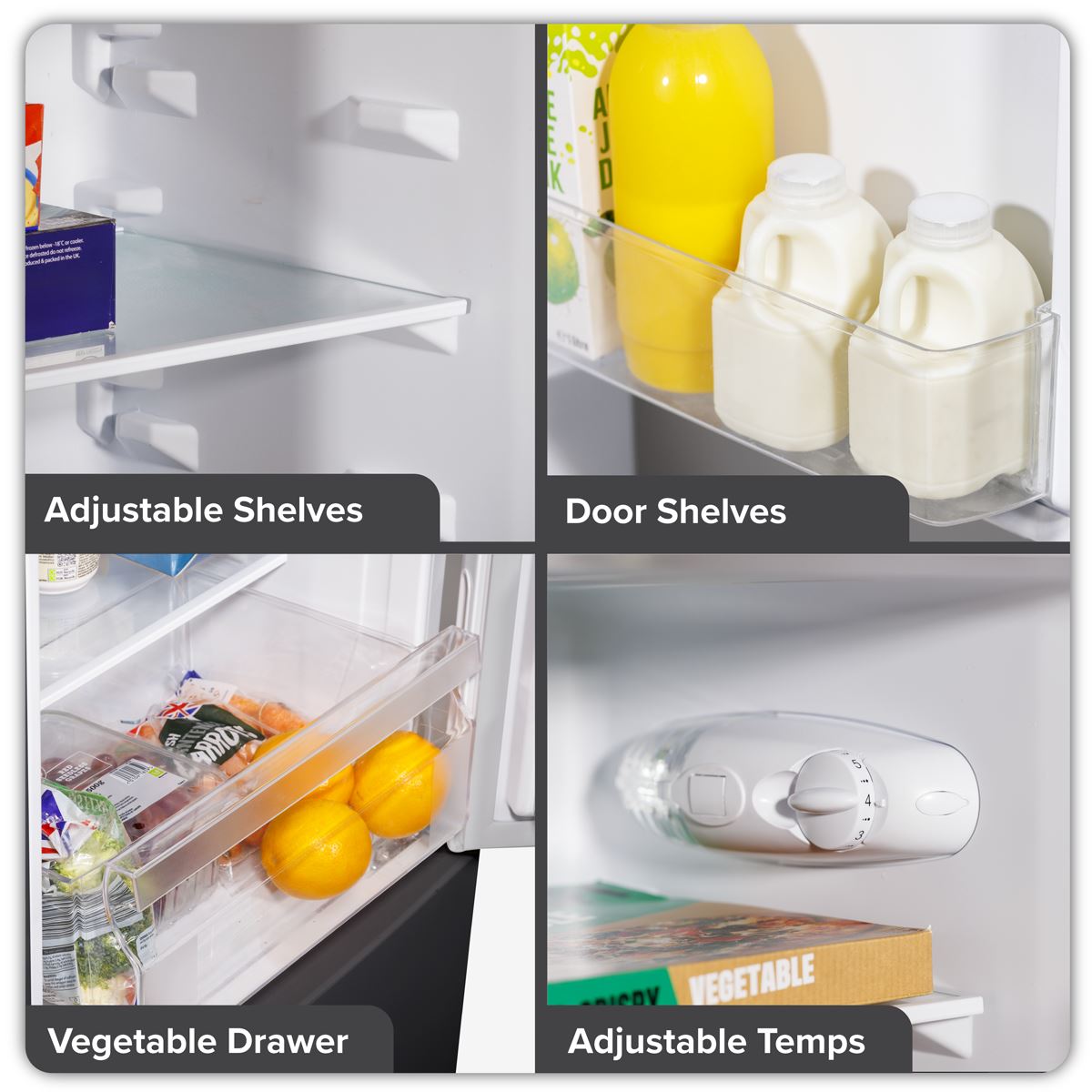 Baridi 47cm 70/30 Fridge Freezer, 157L Capacity Low Frost  White Rose Tools