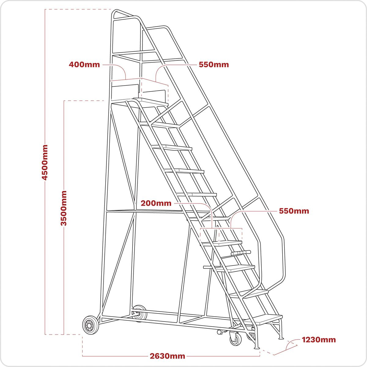 Sealey Mobile Safety Steps 14-Tread 