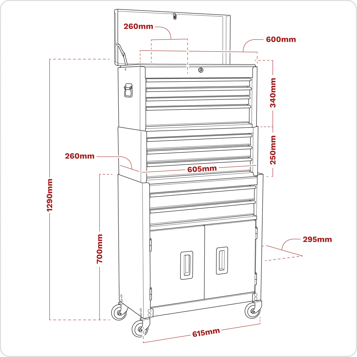 Sealey American Pro Topchest, Mid-Box Tool Chest & Rollcab 9 Drawer Stack - Purple