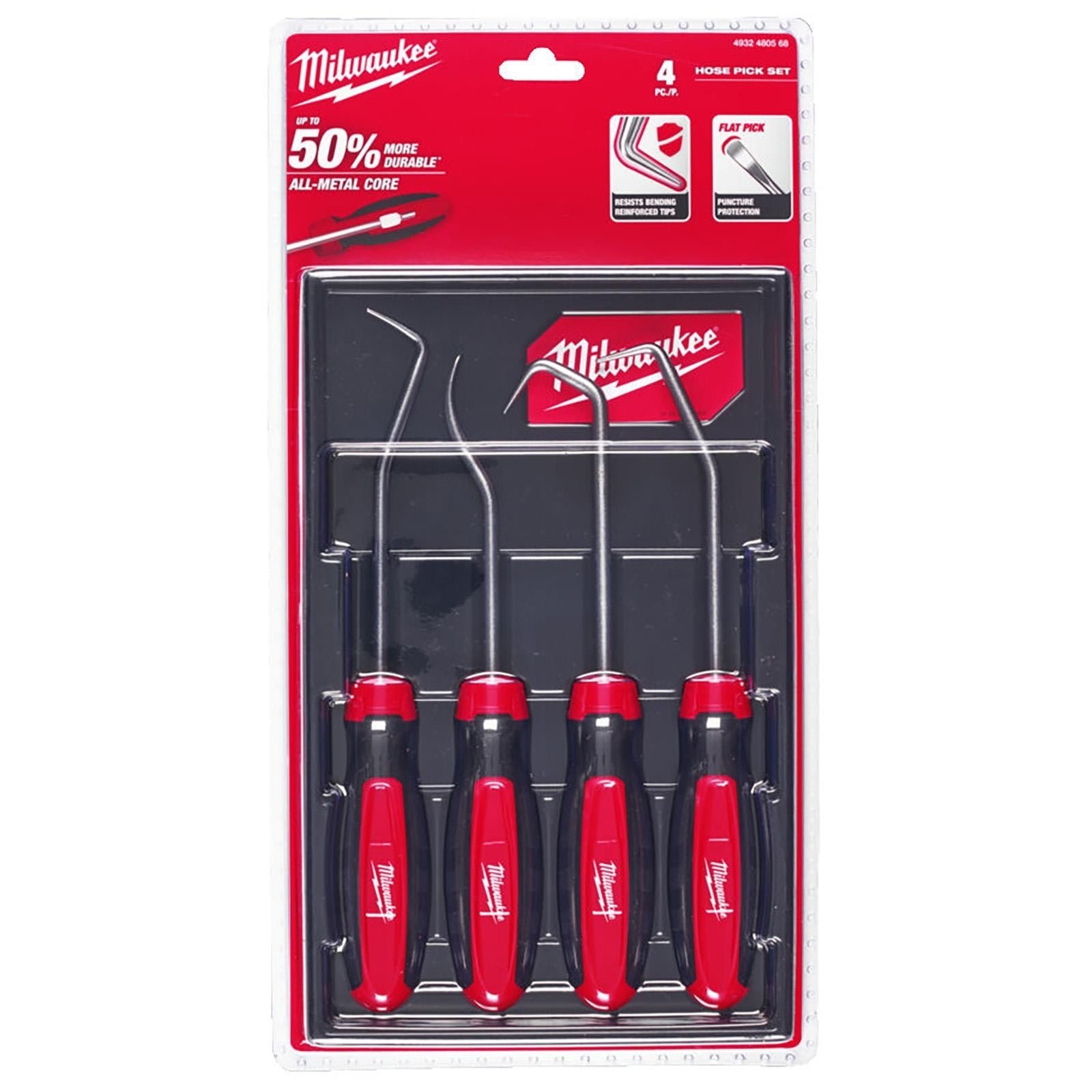Milwaukee Pick Set Heavy Duty Flat Hook 45 90 Degree Hose 4 Piece Garage Mechanic  White Rose Tools