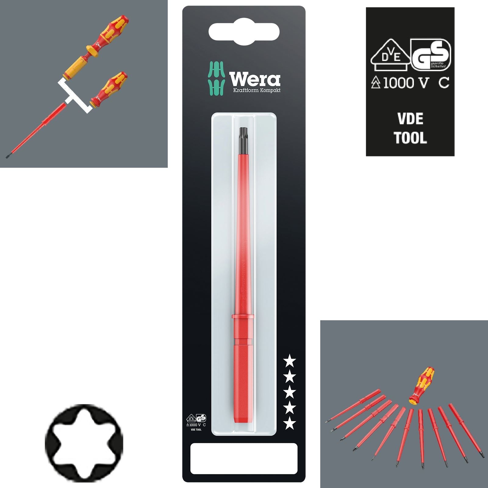 Wera Interchangeable Screwdriver Blade VDE Kraftform Kompakt Individual Phillips Pozi Slotted Torx Hex 