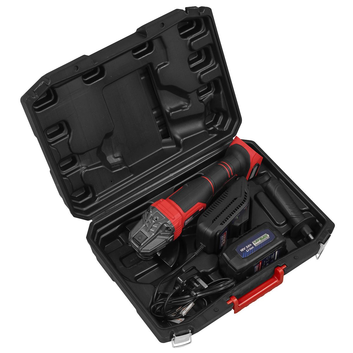 Sealey 18V 3Ah 115mm Cordless Angle Grinder - Red  White Rose Tools