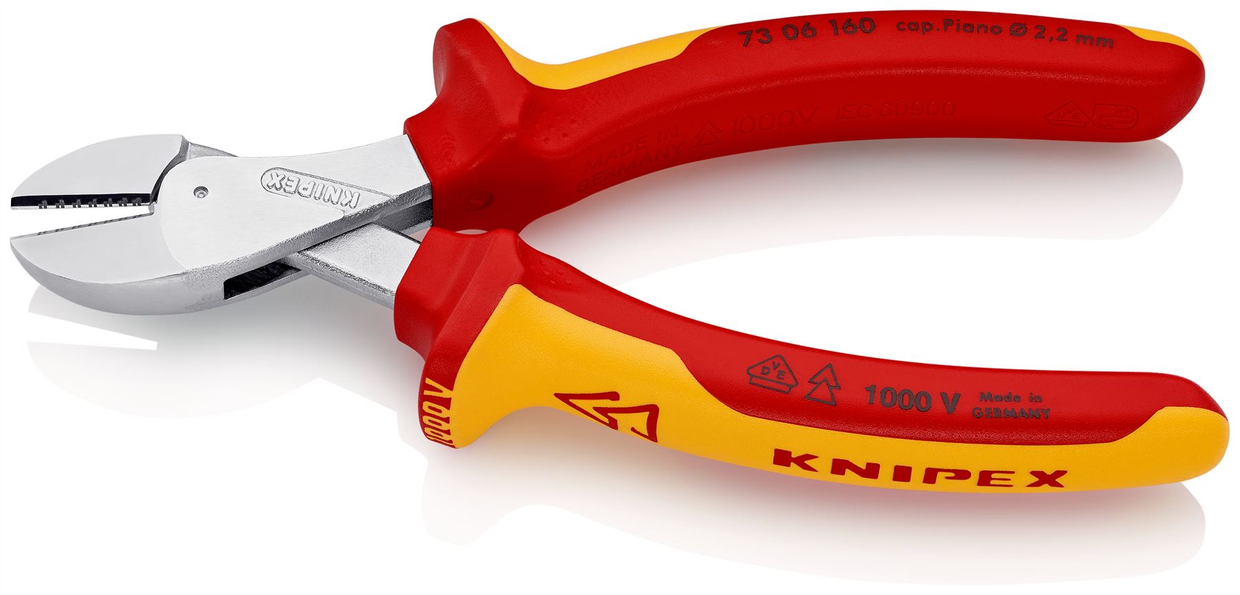 KNIPEX X-Cut Diagonal Cutting Pliers Side Cutters High Leverage 160mm VDE Multi Component Grips 73 06 160 SB