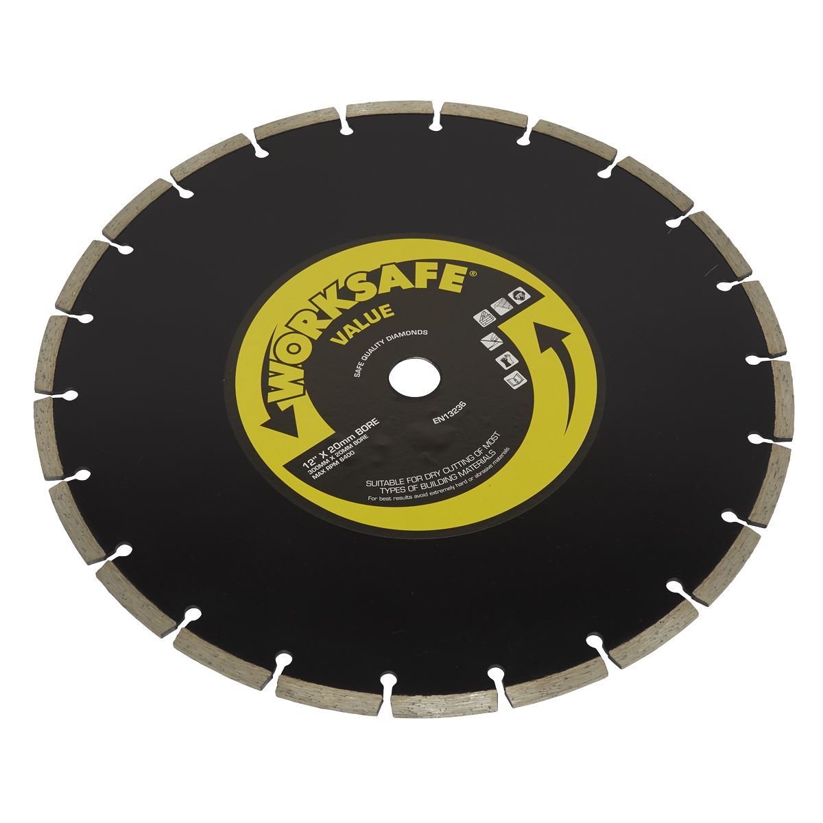 Worksafe by Sealey Diamond Cutting Blade 300mm x 20mm Bore Value