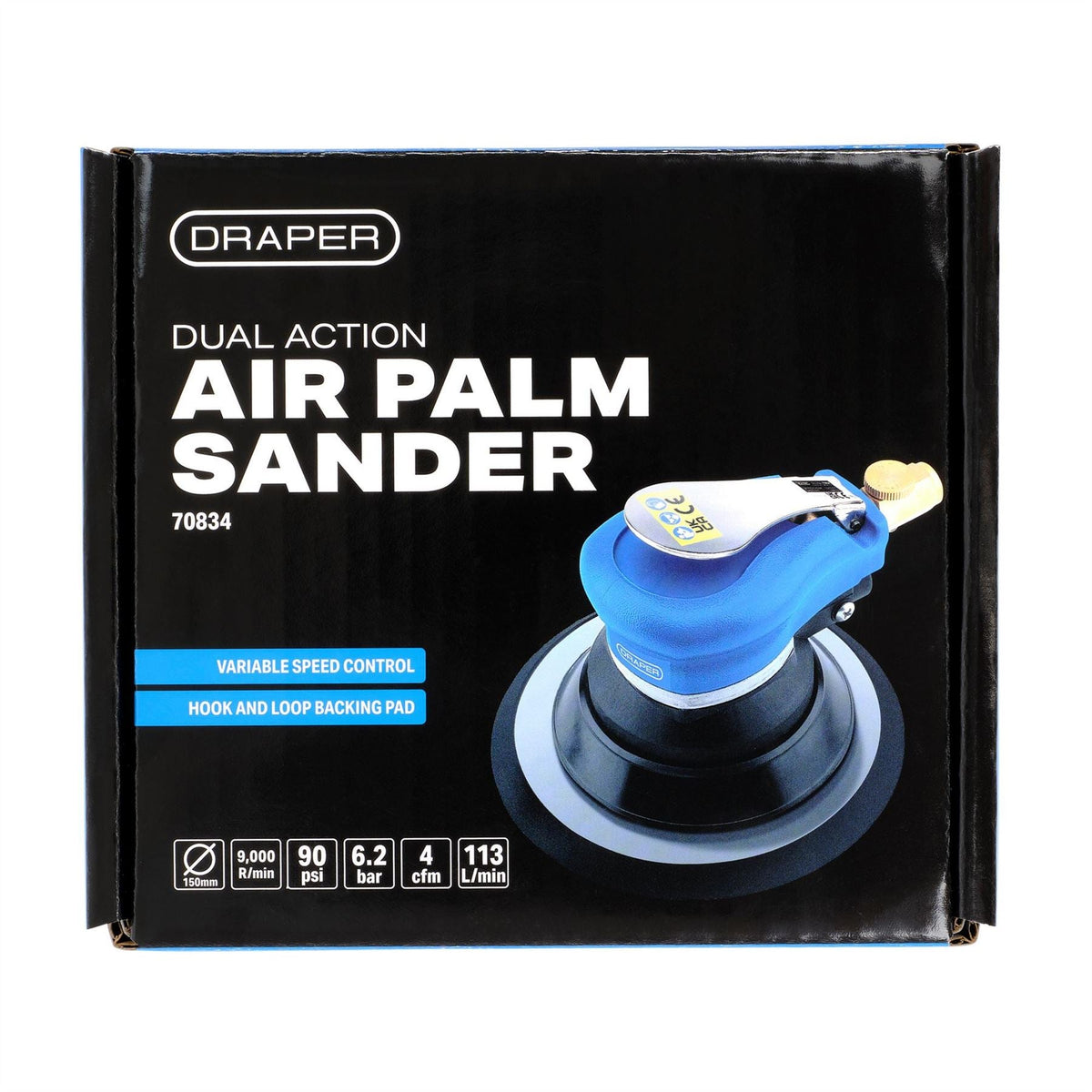 Draper Storm Force Dual Action Air Palm Sander 150mm 70834  White Rose Tools