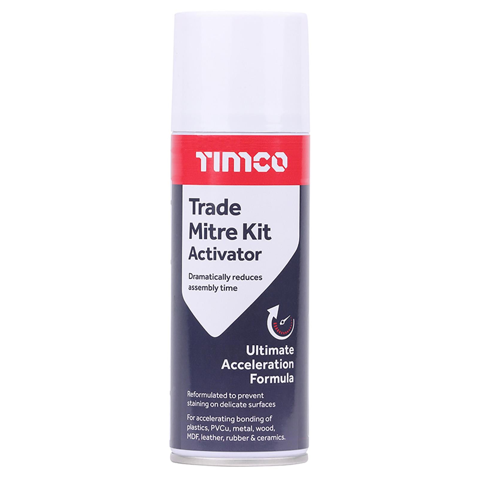 TIMCO Trade Mitre Kit Instant Bond 2 Part Glue and Activator 200ml / 50g Clear