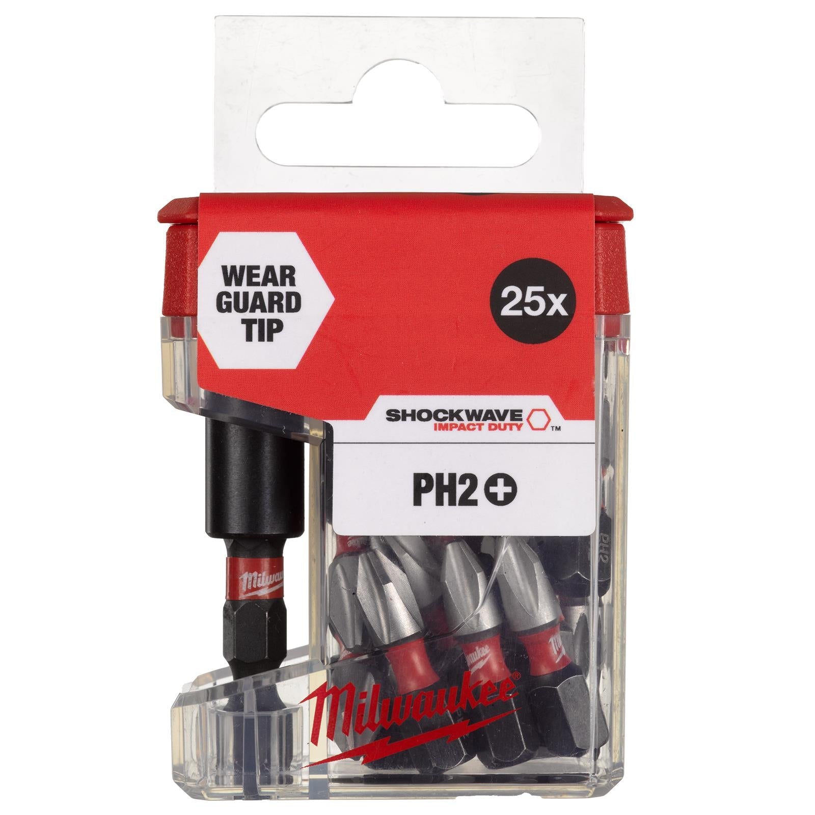 Milwaukee Screwdriver Bit Set 25 Piece PH2 Phillips SHOCKWAVE Impact Duty + Bit Holder 