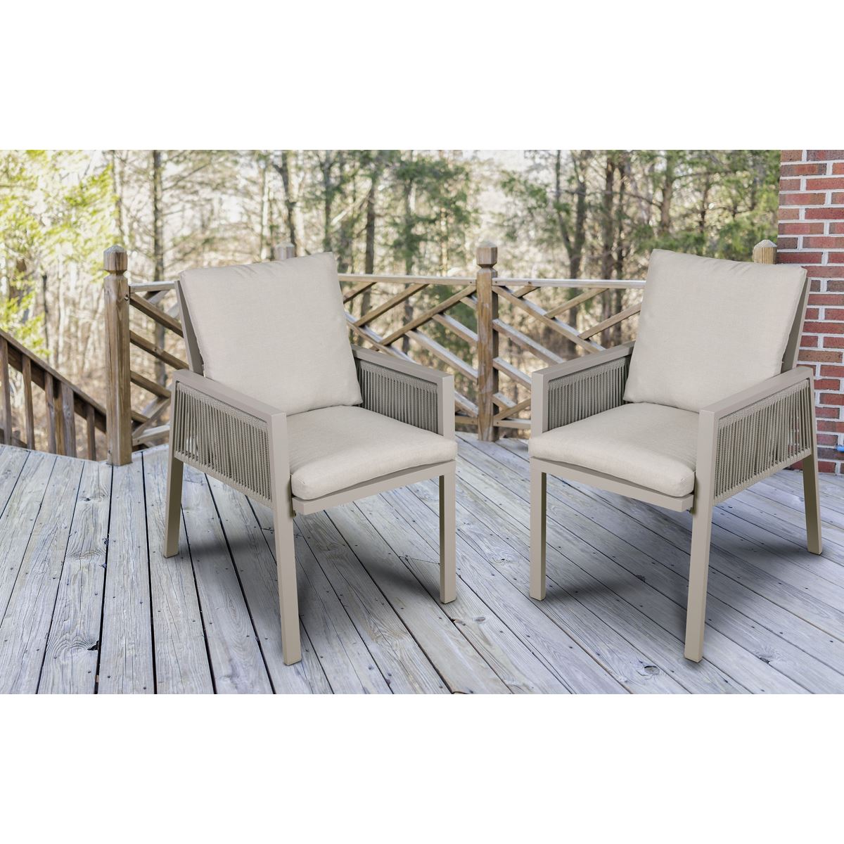 Dellonda Fusion Garden/Patio Dining Chair with Armrests, Set of 6, Light Grey - DG49