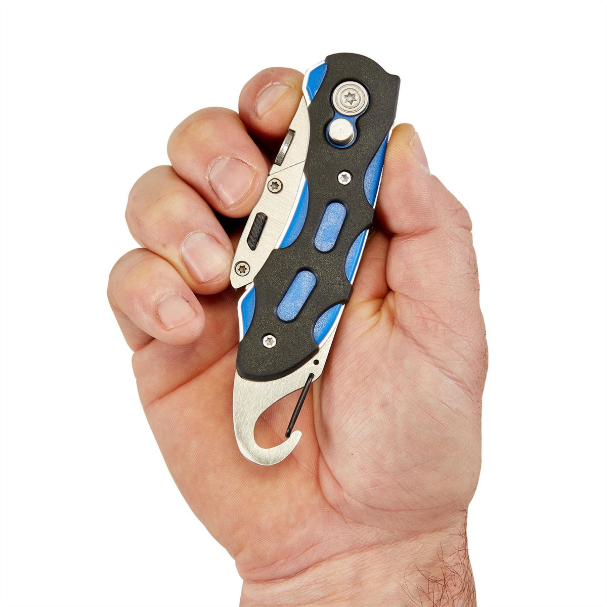 Draper Folding Trimming Knife with Belt Clip Blue 24383  White Rose Tools