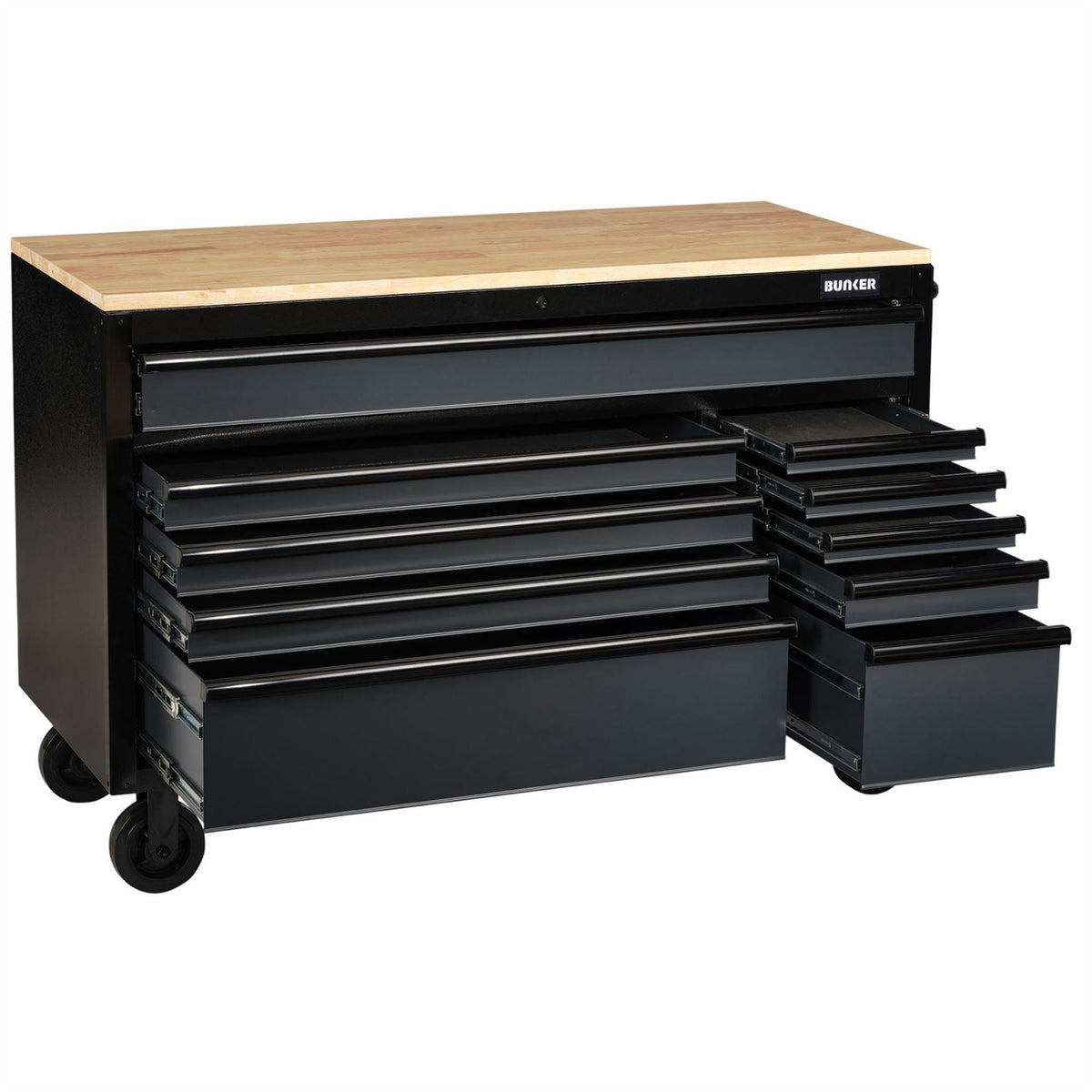 BUNKER 10 Drawer Workbench Roller Tool Cabinet 56" Grey 27220  White Rose Tools