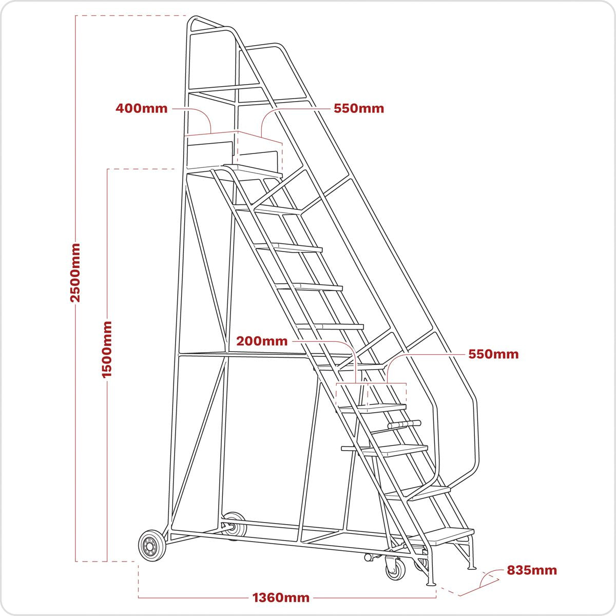 Sealey Mobile Safety Steps 6-Tread 