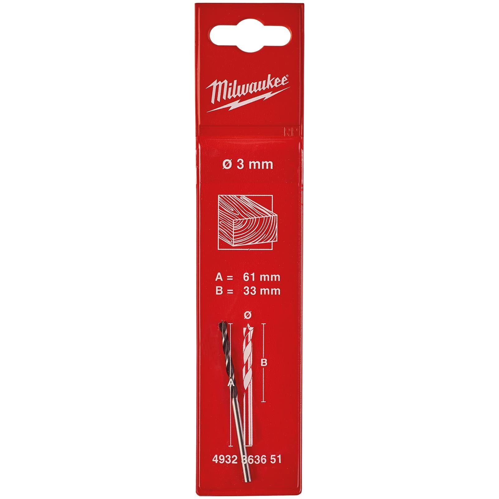 Milwaukee Lip and Spur Brad Point Wood Drill Bits 