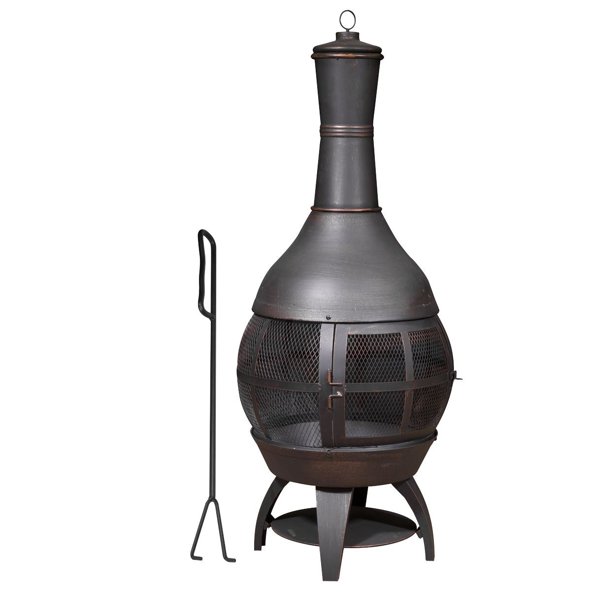 Dellonda Deluxe 360° Chiminea/Fire Pit/Outdoor Heater - Antique Bronze Finish - DG112
