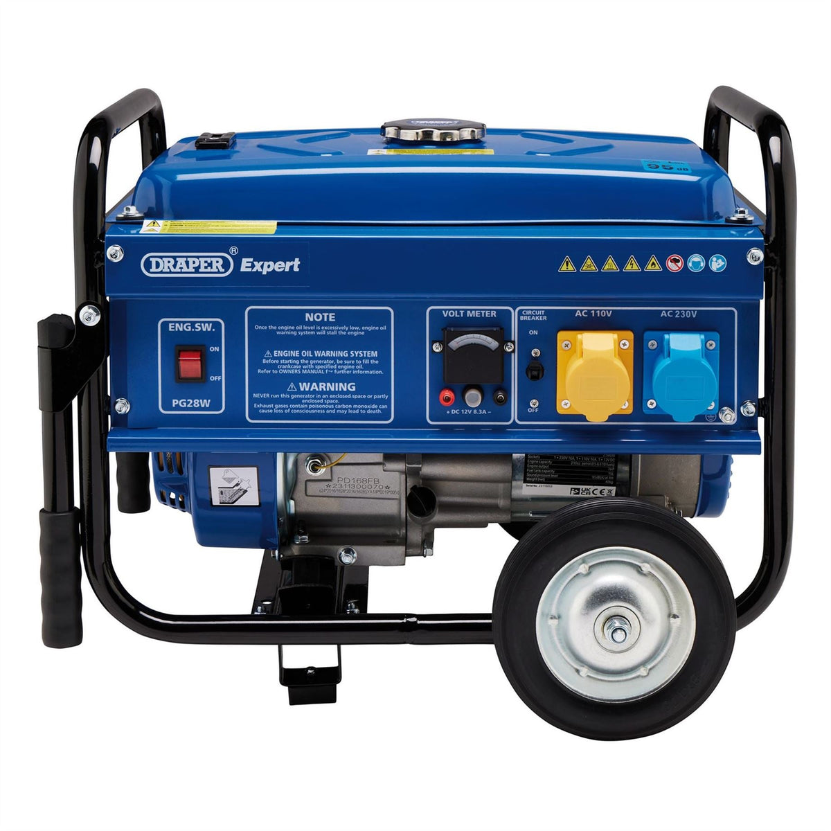 Draper Expert Petrol Generator with Wheels 2500W 87088  White Rose Tools