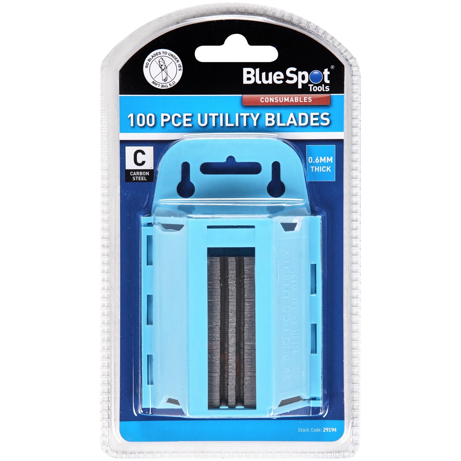 BlueSpot Utility Knife Blades in Dispenser 100 Piece