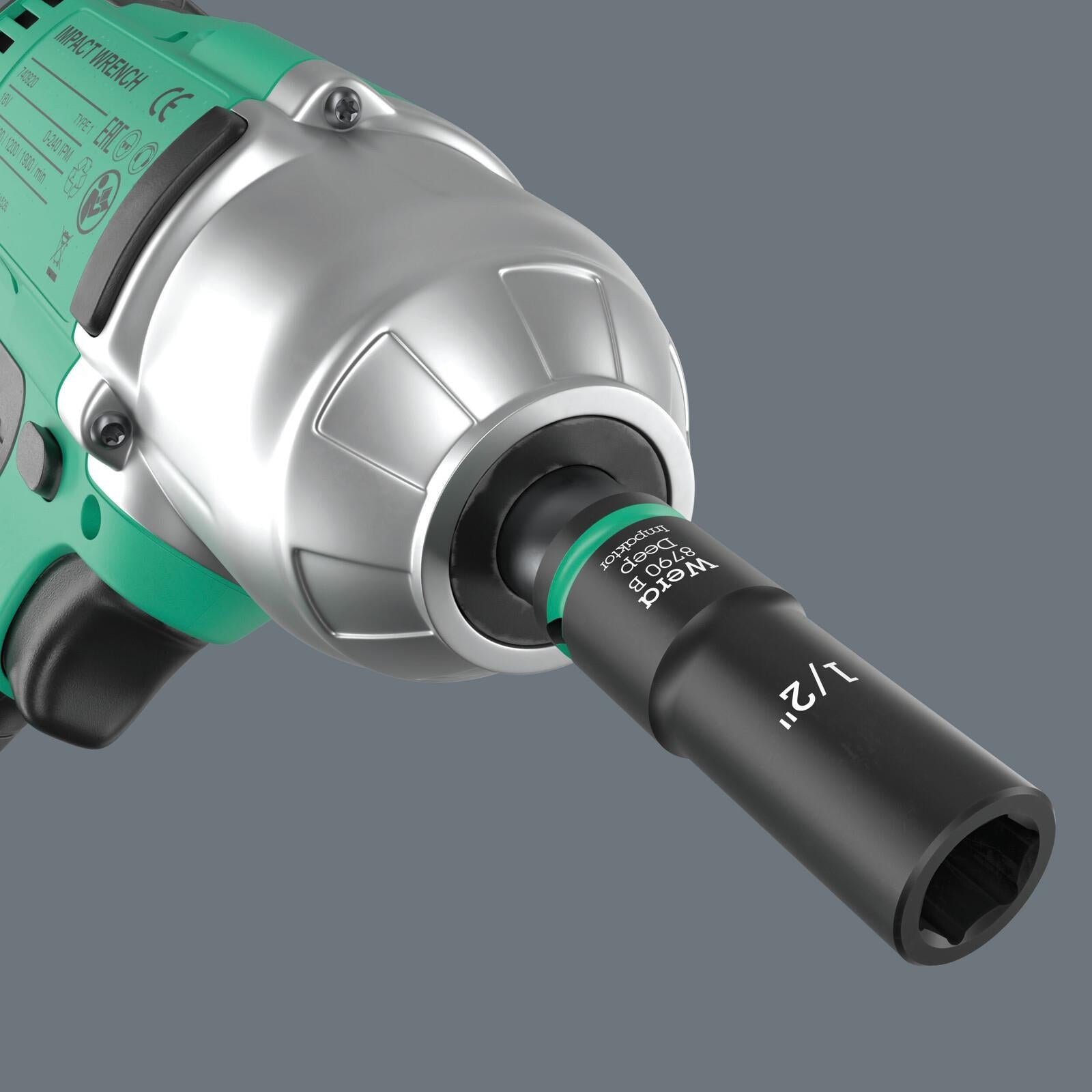Wera Impact Socket Set Deep 3/8" Drive 9 Pieces 9661 Magnetic Rail B Impaktor Deep Imperial 1  White Rose Tools