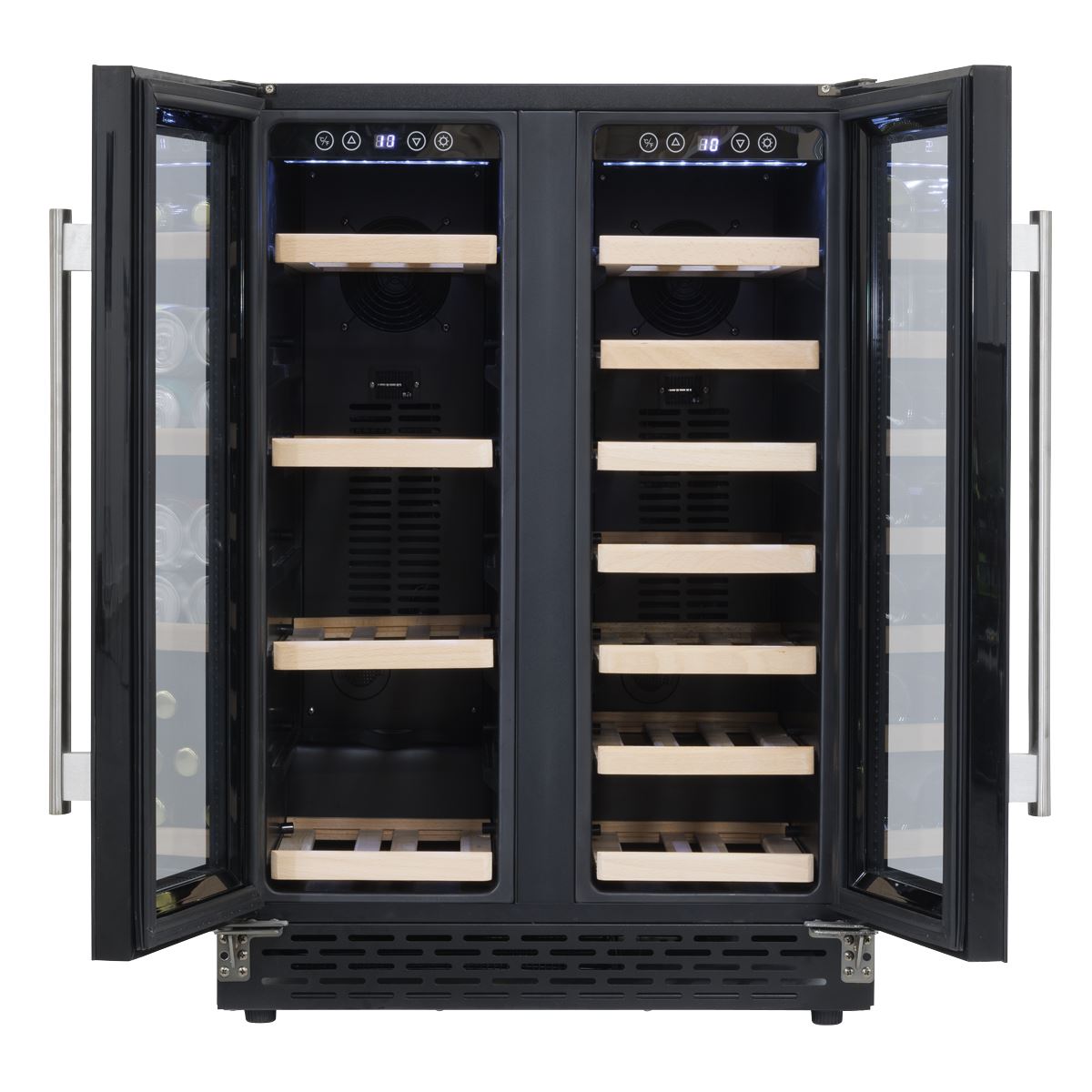 Baridi 60cm Dual Zone Wine Cooler and Drinks Fridge 40 Bottle/120 Can Built-In Under Counter/Freestanding Glass Fronted Bar Drinks Fridge Chiller