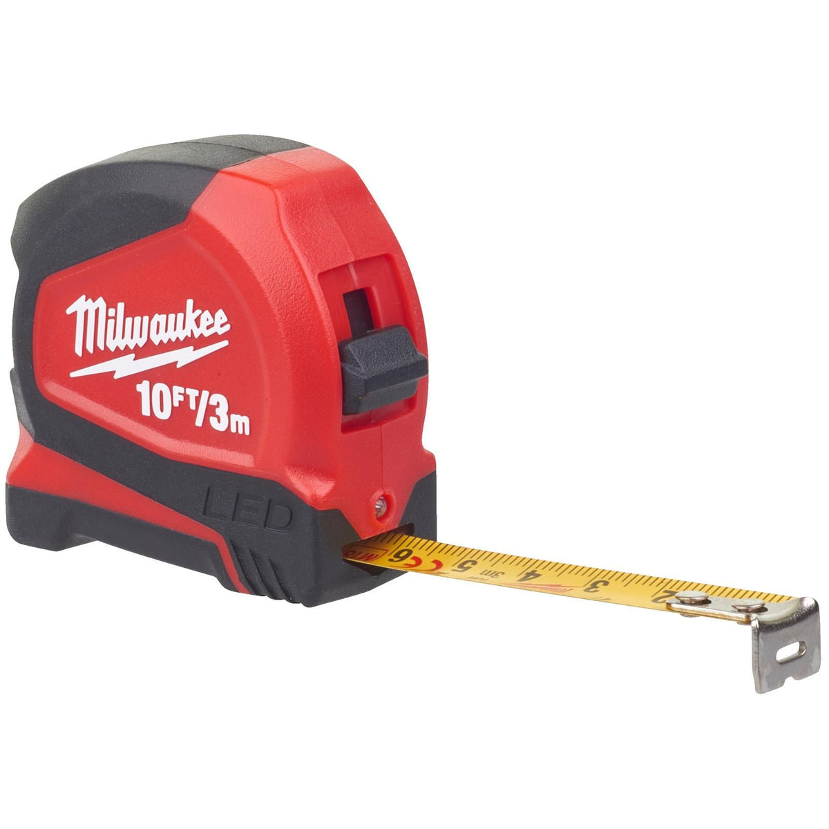 Milwaukee Pocket Tape Measure with LED Light  3m / 10ft  White Rose Tools