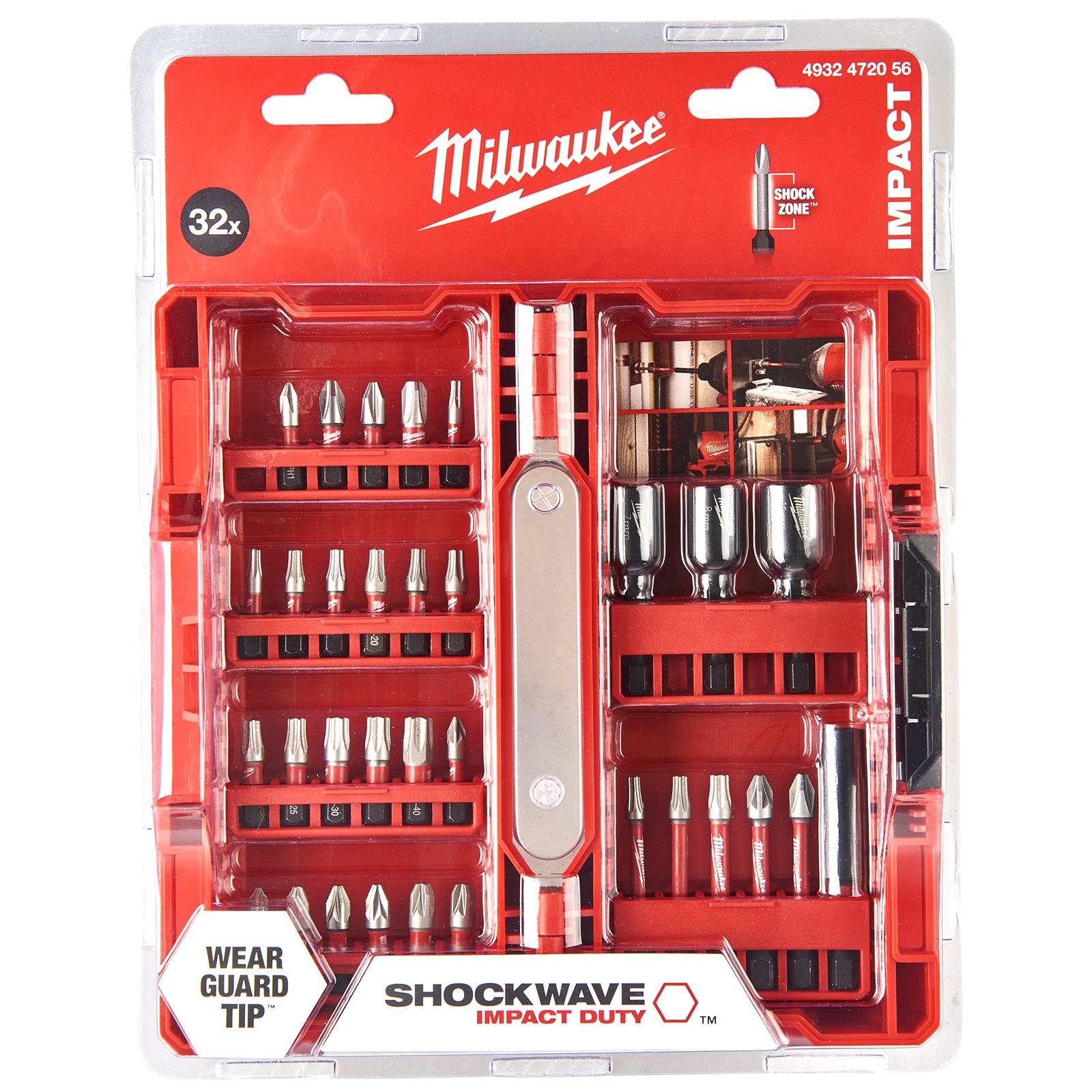 Milwaukee Screwdriver and Nut Driver Bit Set 32 Piece SHOCKWAVE Impact Duty 