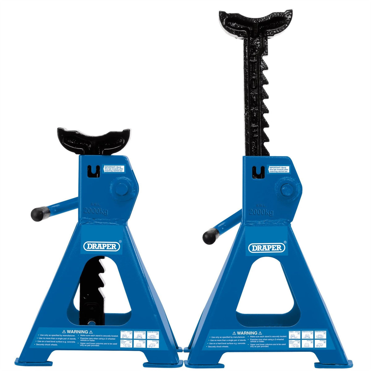 Draper Ratchet Axle Stands 2 Tonne (Pair) 30878  White Rose Tools