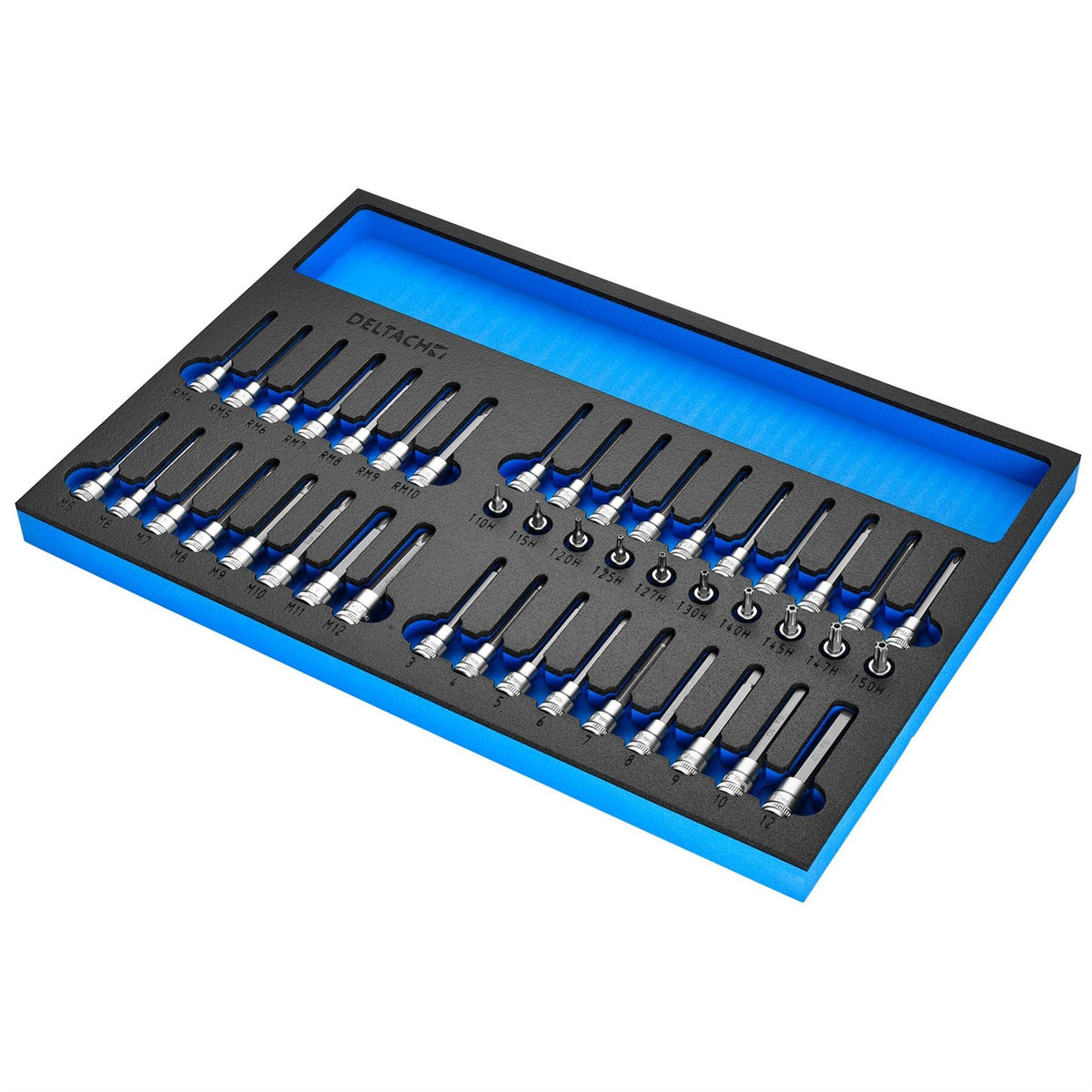 Bunker Resi-Torx Hexagon Multi-Tooth/Spline Ribe Socket Set 3/8" Sq. Dr. in EVA Foam Inlay 29447  White Rose Tools