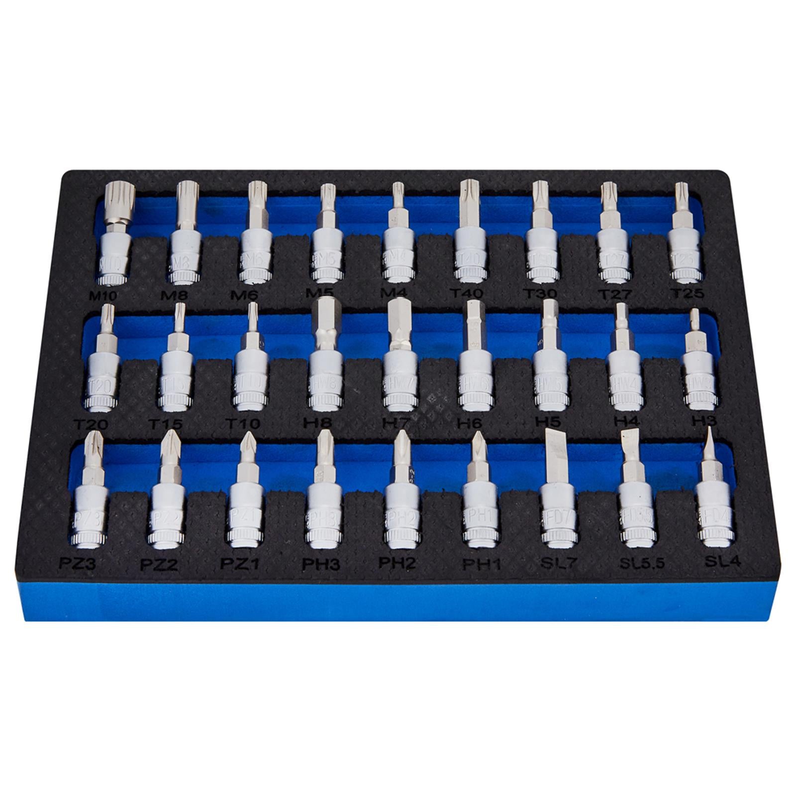 BlueSpot Mixed Socket Bit Set EVA Foam Tray 1/4" 27 Piece