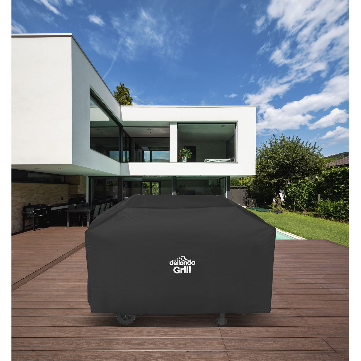 Dellonda Black PVC Cover for BBQs, Water-Resistant 1370 x 920mm