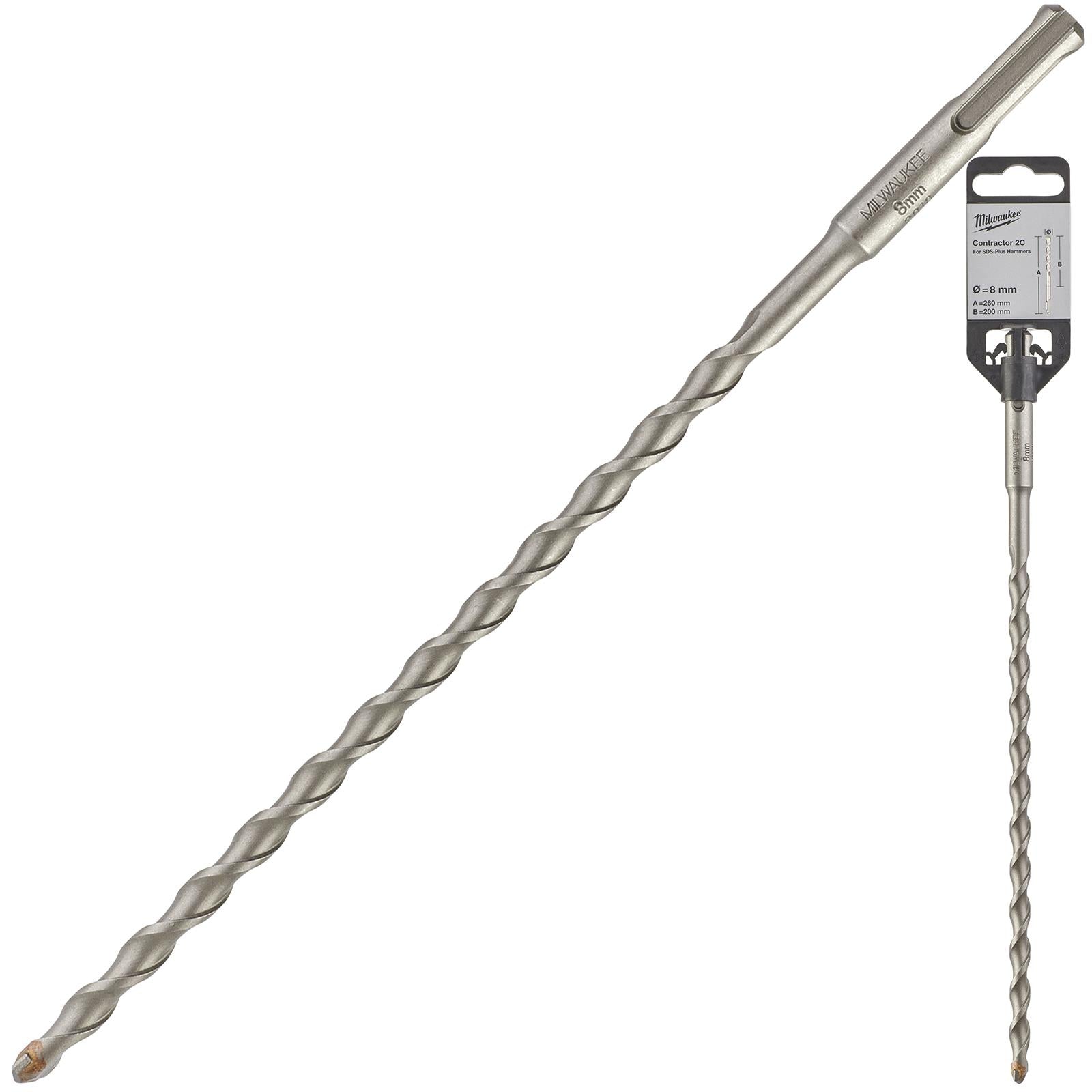 Milwaukee SDS Plus Contractor Hammer Drill Bits 2 Cut 