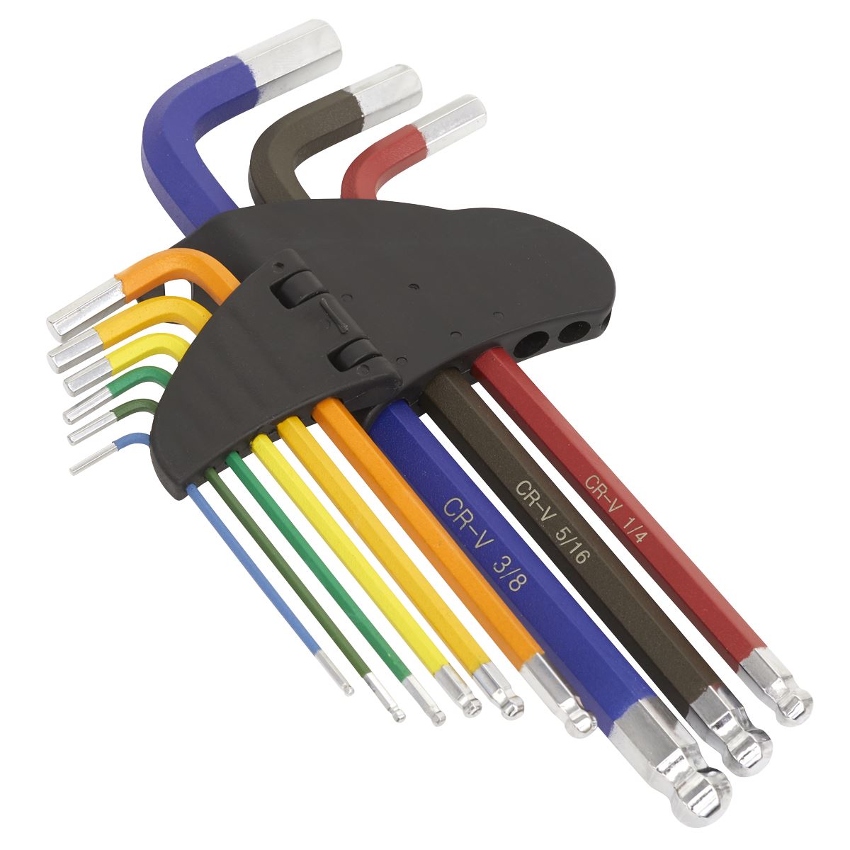Sealey Premier Ball-End Hex Key Set 9pc Long Colour-Coded Imperial