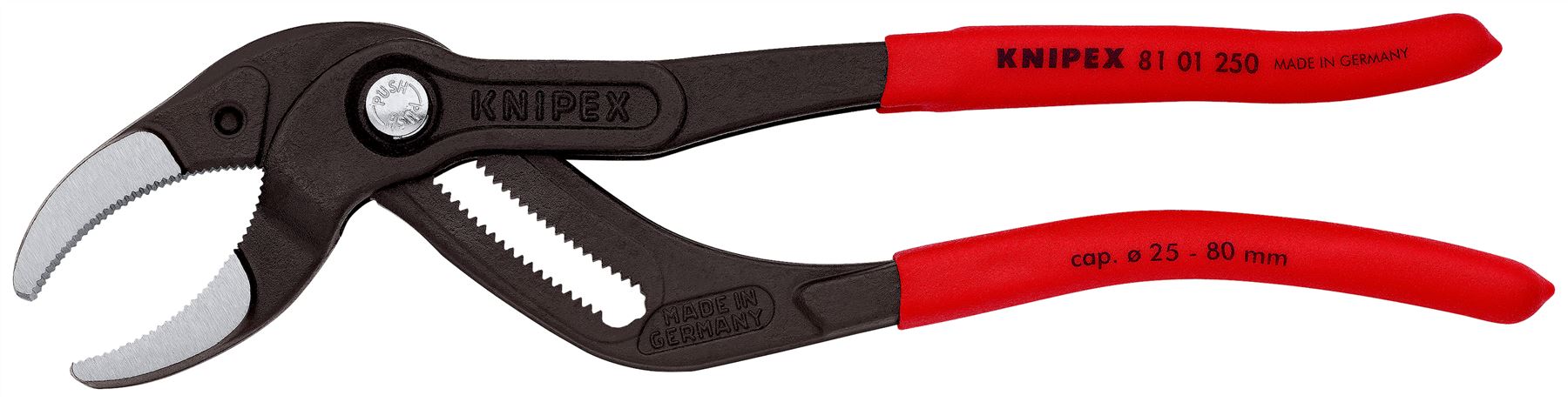 KNIPEX Siphon and Connector Pliers for Traps Tube Fittings Connectors 250mm Plastic Coated 81 01 250 SB