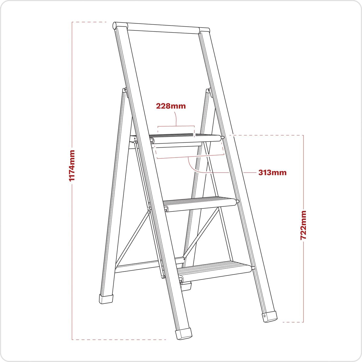 Sealey Aluminium Professional Folding Step Ladder 3-Step 150kg Capacity