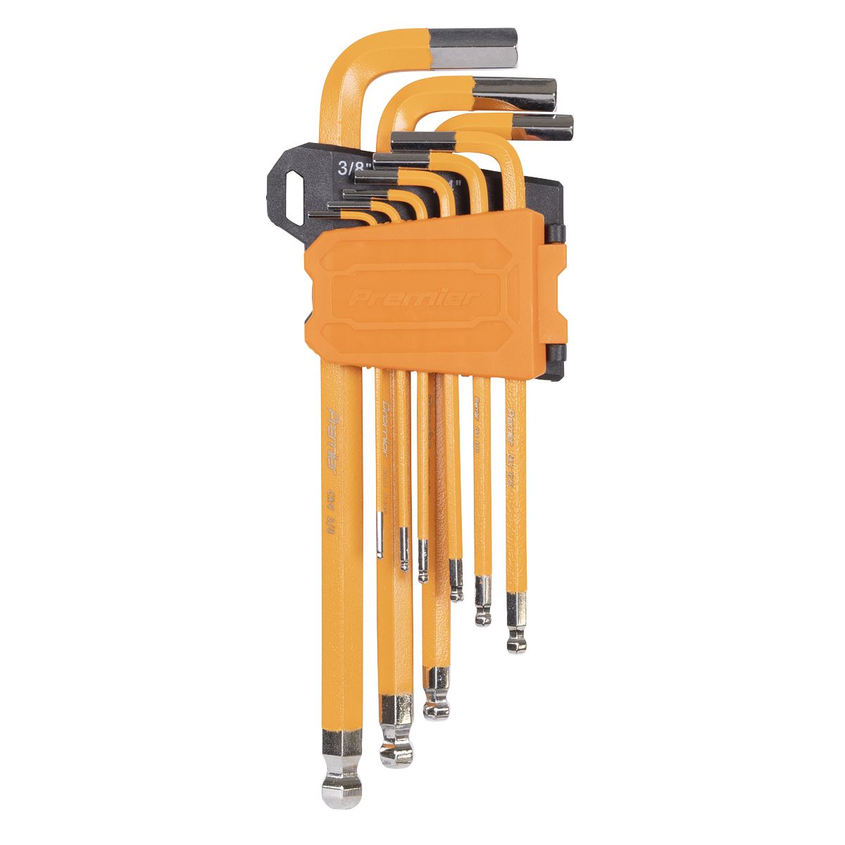 Sealey Premier Hex Key Set Long Ball-End 9pc - Imperial  White Rose Tools